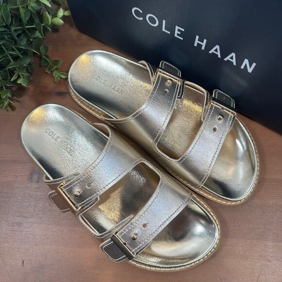 Cole Haan Women's Marisol Footbed Sandals Soft Gold Leather Size 10 - Picture 2 of 8